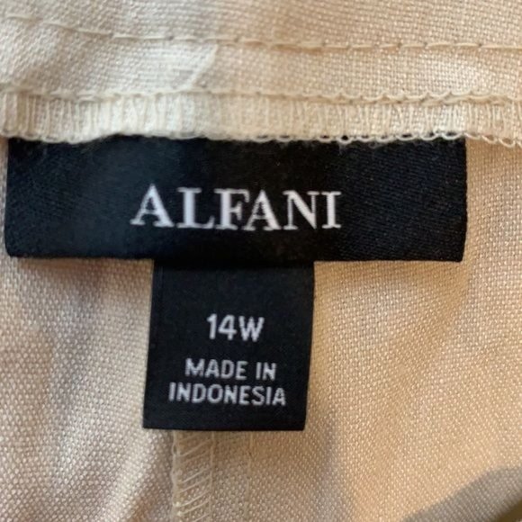 NWT Alfani Beige Coulotte Pant Linen 14W PLUS SIZE - Picture 3 of 6